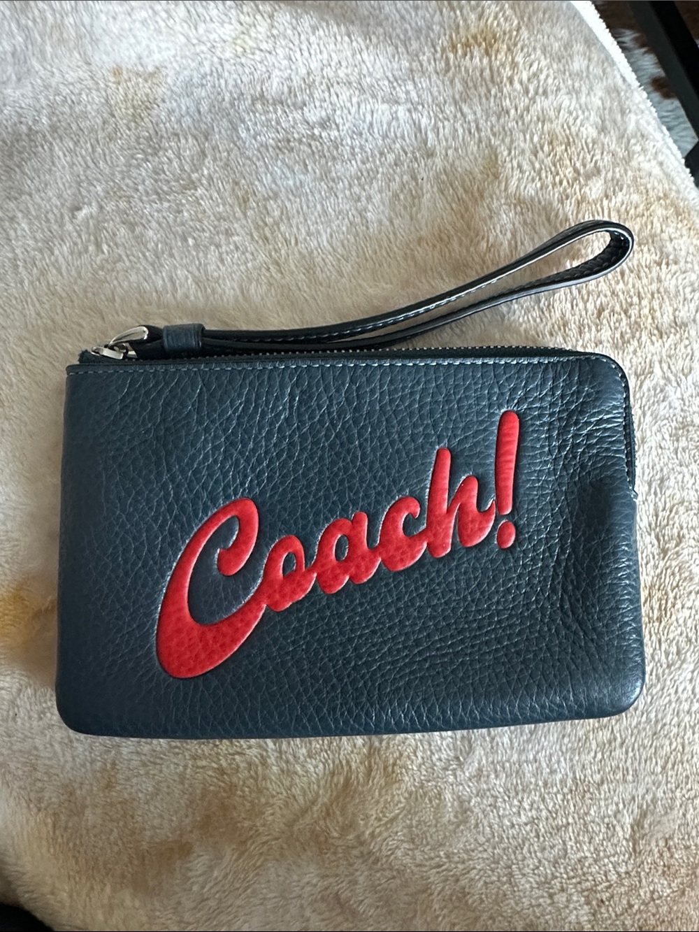 Coach Small Pebbled Leather Corner Zip Around Wristlet
